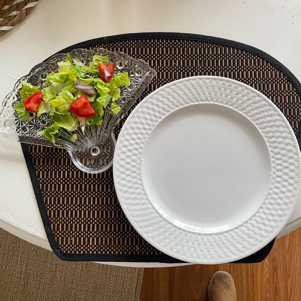 Vintage bread butter salad side glass dish 2 in set